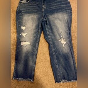 Lane Bryant Blue Distressed Boyfriend Jeans